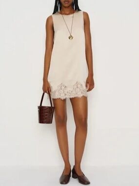 Reformation Jessalyn Silk Dress In Almond, NWOT, NEVER WORN, NO FLAWS.